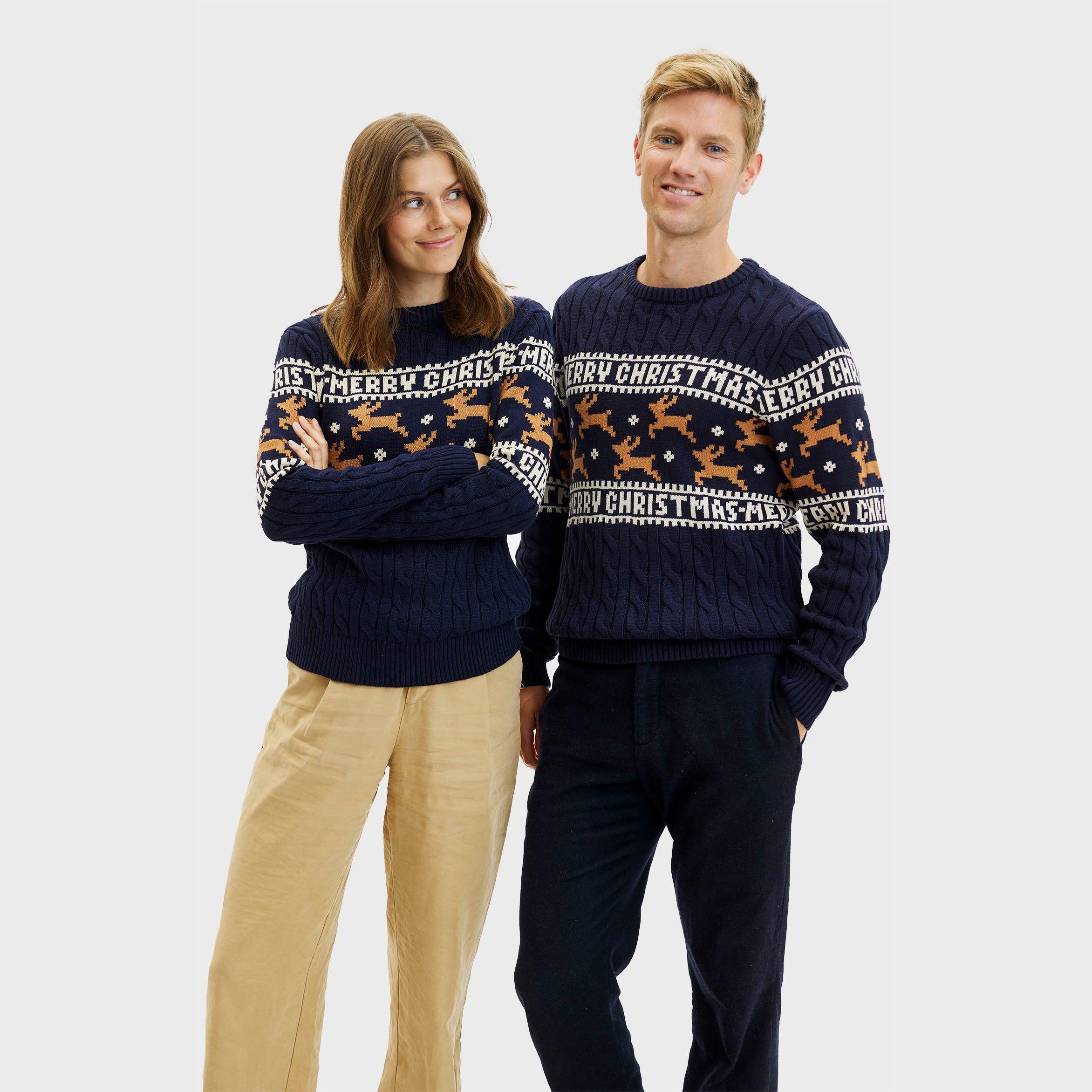 De Elegante Kersttrui Blauw - Dames.